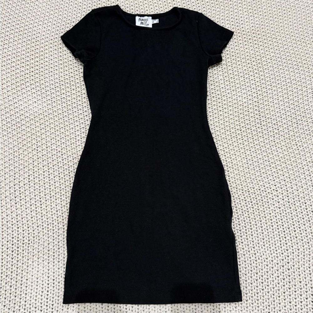 NWOT Princess Polly Ribbed Black Bodycon Dress US2